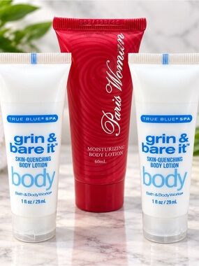 Bath & Body Works True Blue Spa Grin & Bare It Body Lotion + Paris Woman Lot of
